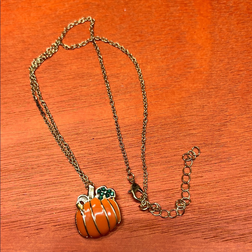 T.J.Maxx Gold and Orange Pumpkin Necklace